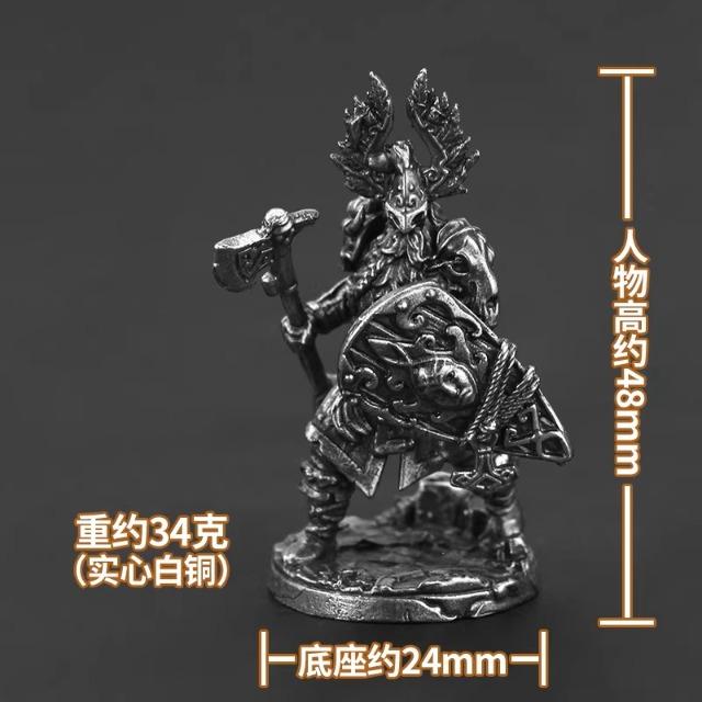 White Brass Viking Warrior Miniature Model Metal Ancient Soldier Figure Board Game Piece Desktop Decor Ornament Toy