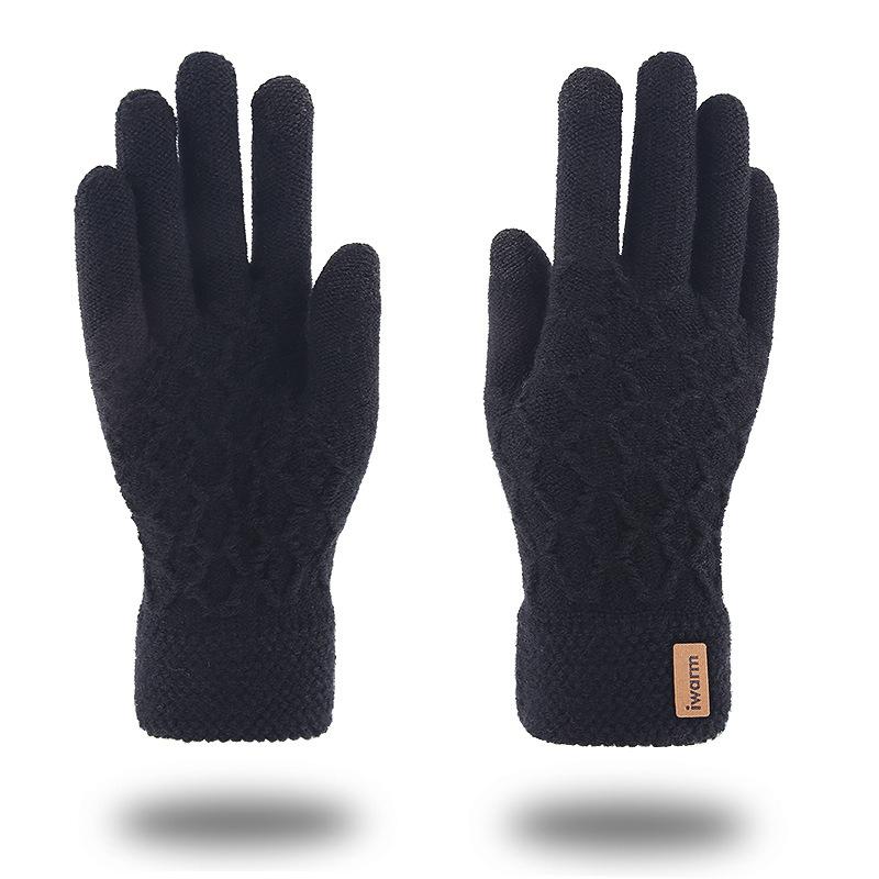 iwarm loves warmth men's thickened and enlarged knitted gloves driving warm jacquard gloves
