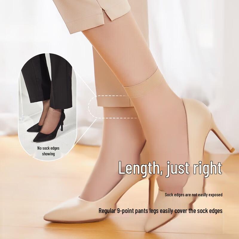 LANGSHA Women's Summer Sheer Crystal Silk Ankle Socks
