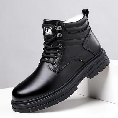 Warm Cotton Shoes Men Winter Plus Velvet Thickened Warm High-top Thick-soled Black Outdoor Casual Trendy Cold-proof Cotton Boots