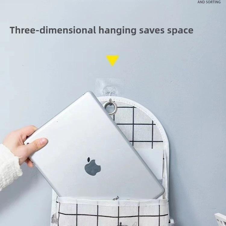 Fabric Hanging Storage Bag for Dormitory Wall Mounted Wall Door Bags Dual-Pocket Side Mesh Organizer Book Magazine Phone Holder