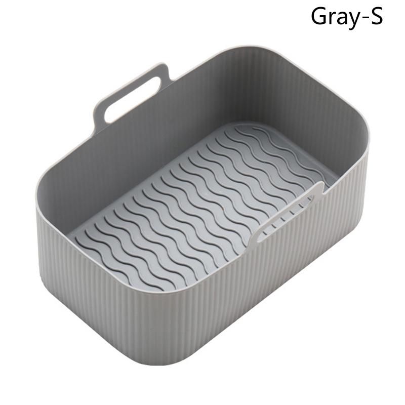 

Силиконовые вкладыши для аэрофритюрницы, многоразовые, прямоугольные, противень для выпечки в аэрофритюрнице, корзина, безопасная для посудомоечной машины, для аксессуаров к сковороде, кухонный гаджет S серый