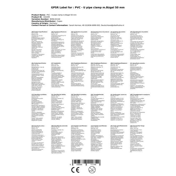 Collier de Serrage PVC 50mm avec Étrier