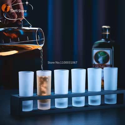 6PCS Creative High Spirits White Wine Glasses Drinking Mug Crystal Cup Shot Toughened Glass Cup  Thick Bottom Liquor Whisky