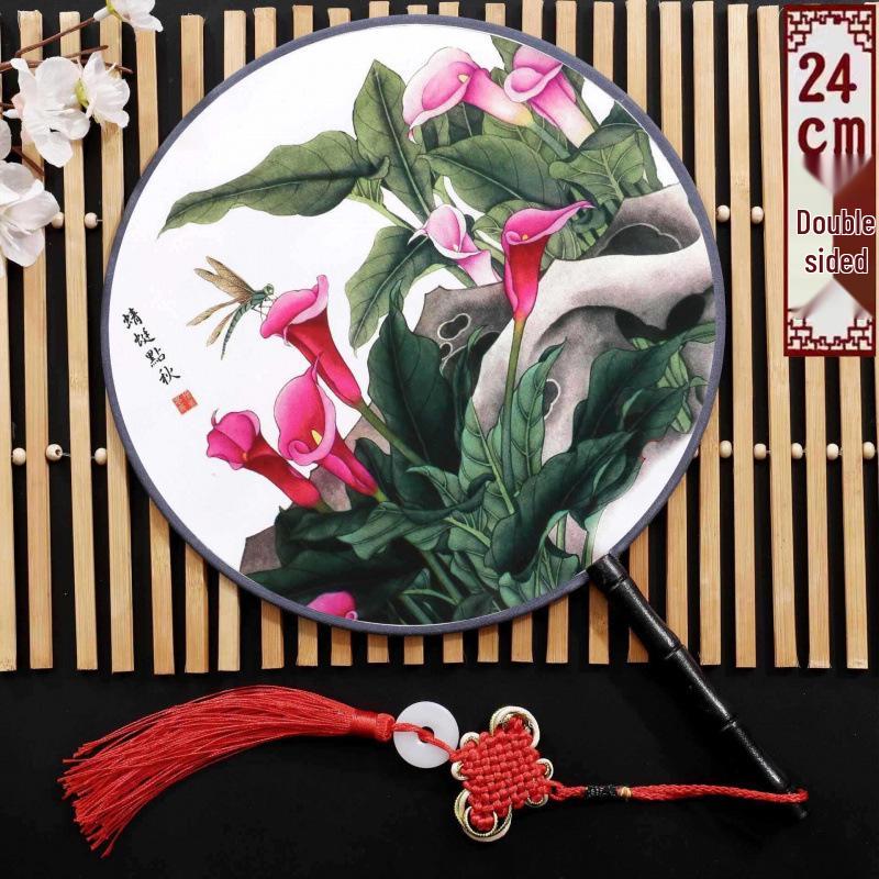 Neuer doppelseitiger runder Cheongsam Performance Tanzfächer