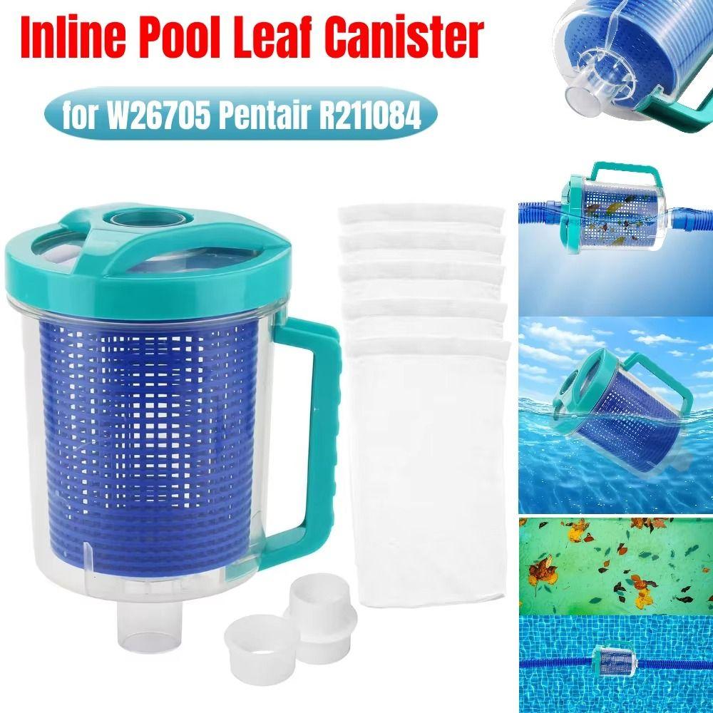 With 5 Skimmer Socks Inline Pool Leaf Canister Leaf Trap for Swimming Pool Pool Drainer