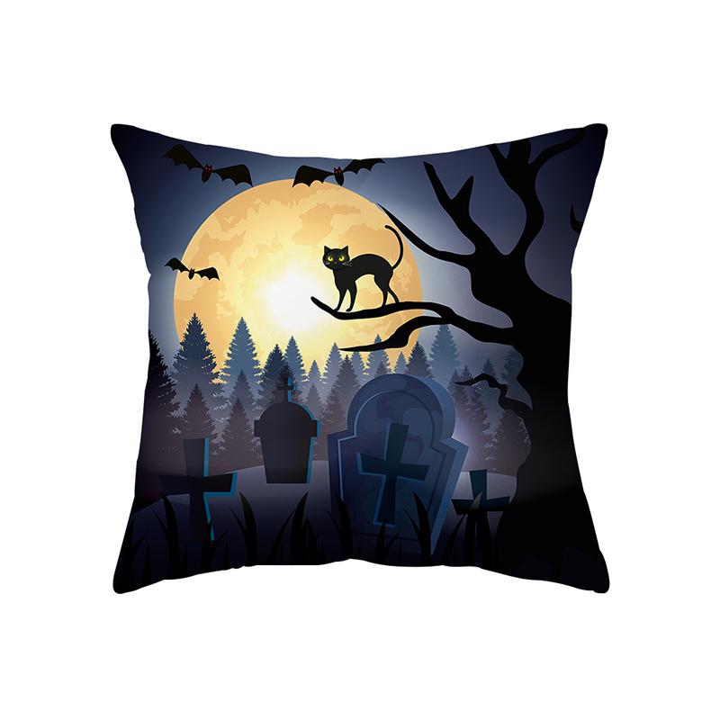 Horror Halloween Bat Pumpkin Print Pattern Cushion Cover Home Living Room Sofa Decoration Polyester Pillow Pillow Cover