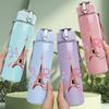 1PC Pastel Paris Eiffel Tower Print 750ml Color Plastic Sports Water Bottle Leakproof Flip Straw Lid Suitable for Sports Office Home Use