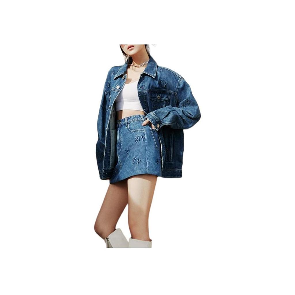 New MLB New York Yankees Denim Jacket Unisex Blue 3ADKM0341-50INS