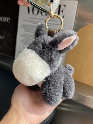 Cute Wool Donkey Doll Car Keychain Pendant Creative Personality Cute Plush Backpack Hanging Decoration