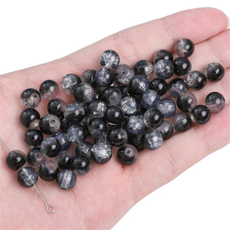 Handgefertigtes Schwarz-Weißes Transparentes Rundes Kristallperlenarmband/Halskette für DIY-Schmuck