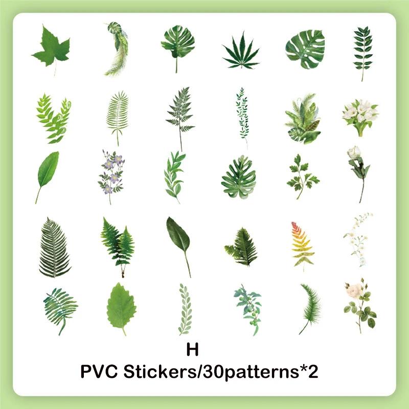 60pcs/pack PET Sticker DIY Scrapbooking Materials Decor Photo Album Collage Stationary Floral Butterfly Stickers