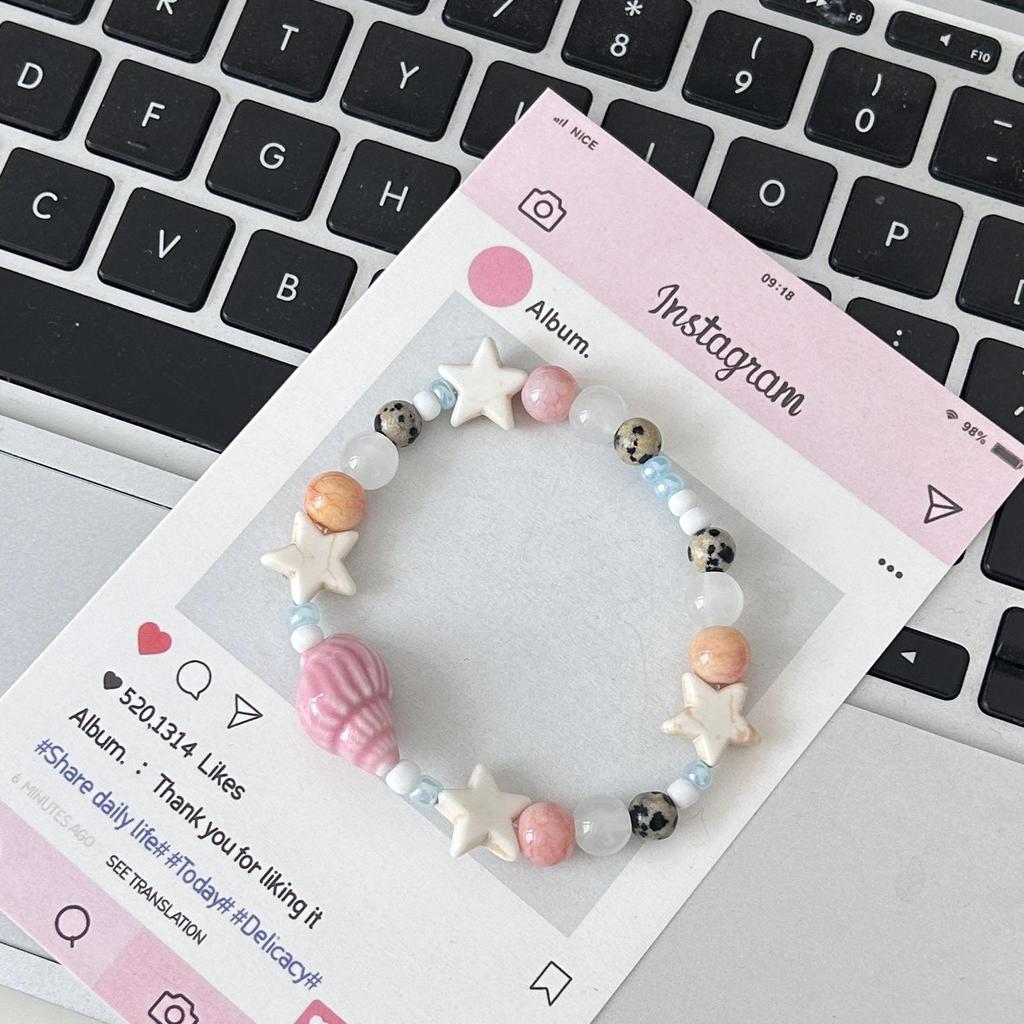 Conch Star Ceramic Beaded Bracelet: Women's Light Luxury Jewelry for Parties and Students