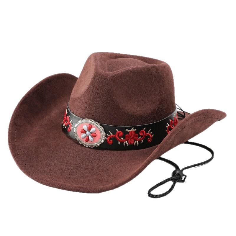 European and American retro western cowboy hat Tibetan big edge hat men's and women's jazz hat sunscreen riding hat sunshade hat belt
