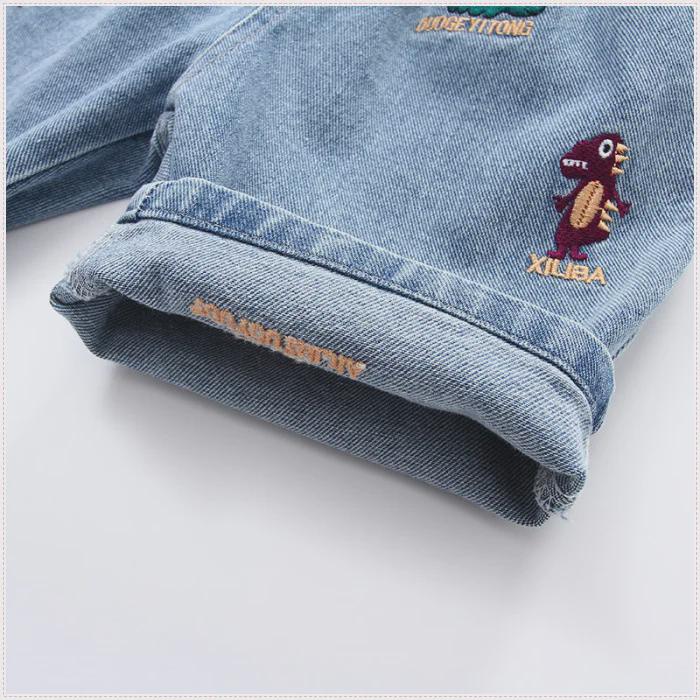 Children's Dinosaur Embroidered Denim Shorts - Summer Korean Style for Boys