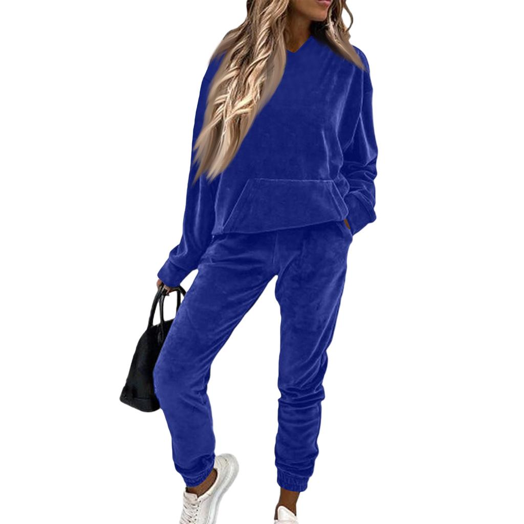 Women  Velvet Tracksuits Jogging Hoodie Sweatsuits