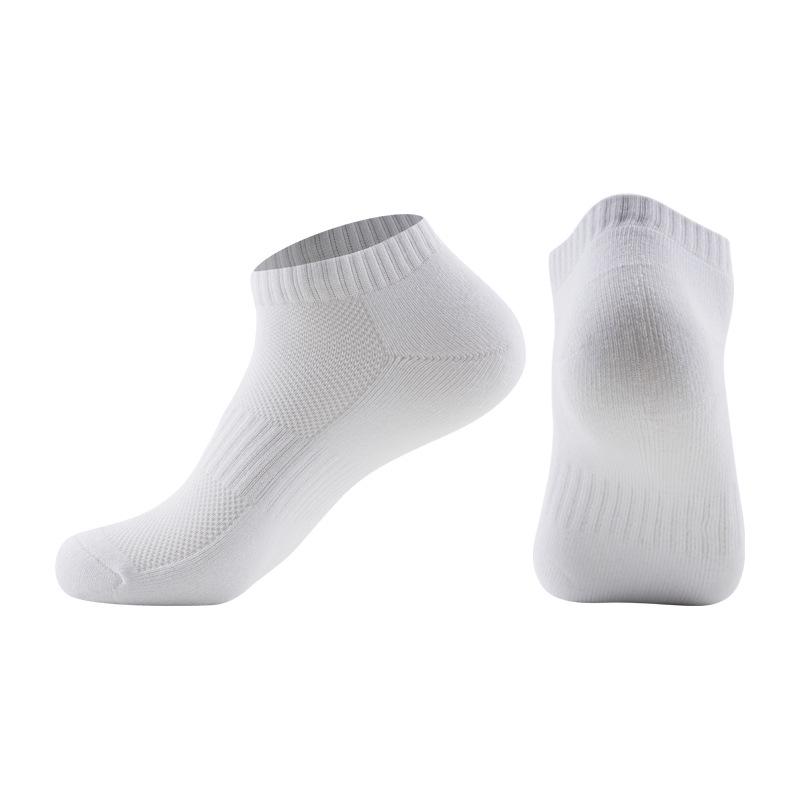 Unisex Breathable Cotton Running Socks - Black & White, Non-Slip Heel, Thickened for Comfort.