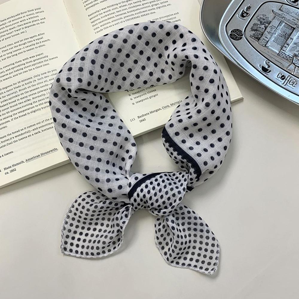 Hair Band Small Square Scarf Neckerchief Printed Silk Scarf Sweet Polka Dot Print Scarves  Daily