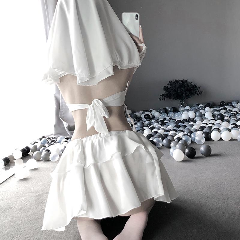 Sexy Underwear Role Play Wedding Dress Chiffon Skirt Suit