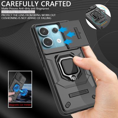For Redmi Note 13 Pro 5G Case Ring Holder Phone Case For Xiaomi Redmi Note13 Pro Note 13Pro 5G Slide Camera Protect Back Cover