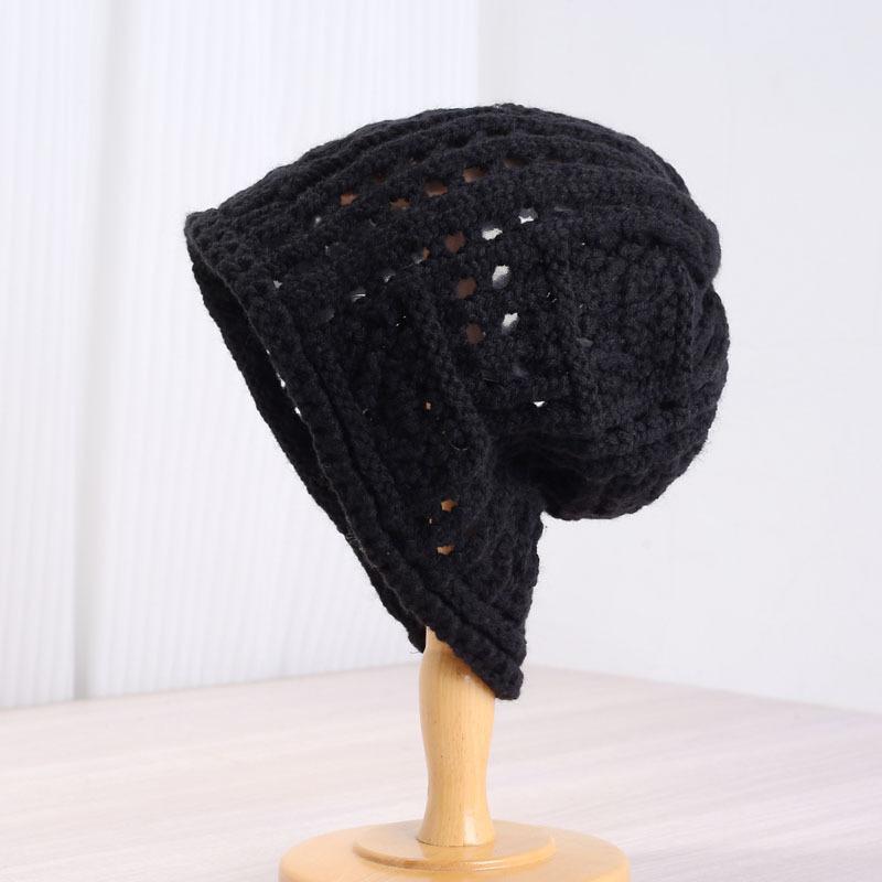 Women's Fashion Loose Knitted Beanie Hat, Black High-End Style, Cold Weather Hat