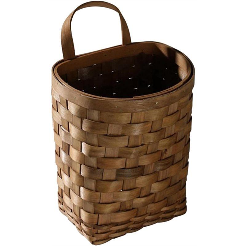 Hanging Basket, Wicker Wall Basket - Hand-Woven Rattan Storage Organizer For Kitchen, Bathroom & Home Decor B
