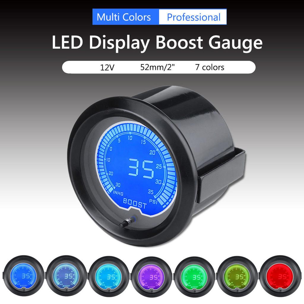 7 Colors Black Digital Lcd Turbo Boost Gauge For Cars Automotive Instrument Tool