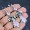 Natural Pink Chalcedony Gemstone Handmade 925 Sterling Silver Earring 2.56" E7H84