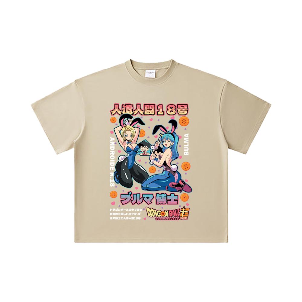 260 GSM Double Yarn 32 Count 100% Cotton Dragon Ball V26 Bulma Android Print Unisex Heavy Cotton T Shirt