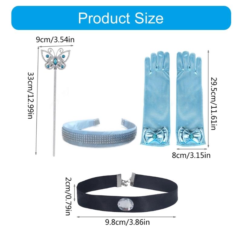Women Princess Headband Choker for Halloween Cosplay Parties with Rhinestones Decors Kids Girl Costume Hair Accessories