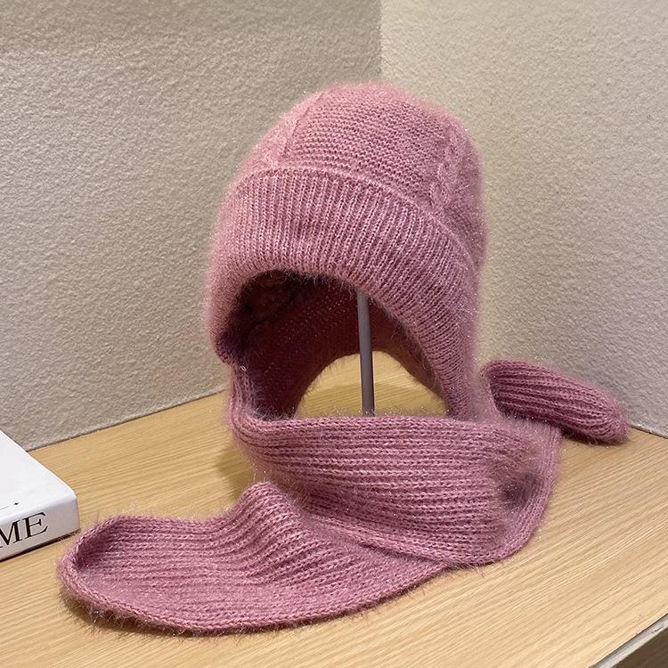 Winter Old Man's Hat Women's Thickened Warm Wind and Snow Hat  Mother's Hat Scarf  Integrated Ear Protection  Old Lady Hat  Woolen Hat