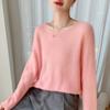 Elegant One-Shoulder Mulberry Silk Cashmere Sweater for Women - Slimming Autumn/Winter Knit Base Layer
