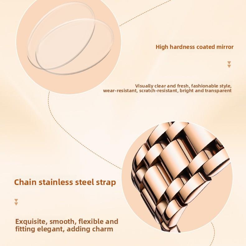 JINSHIDUN Watches, Fashionable Moon Phase Calendar, Multi-functional Mechanical Watches, Luminous Ladies' Watches