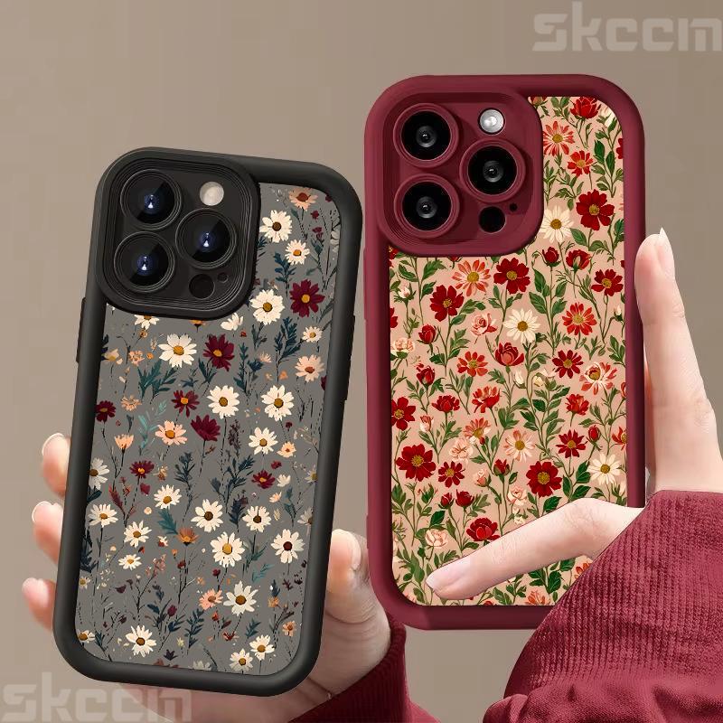 

Retro Flower Full-Coverage Pattern Phone Case For Samsung Galaxy S25 S24 S23 S22 Ultra S21 Plus S20 FE A15 A35 A54 A55 Cover Samsung S22 Ultra