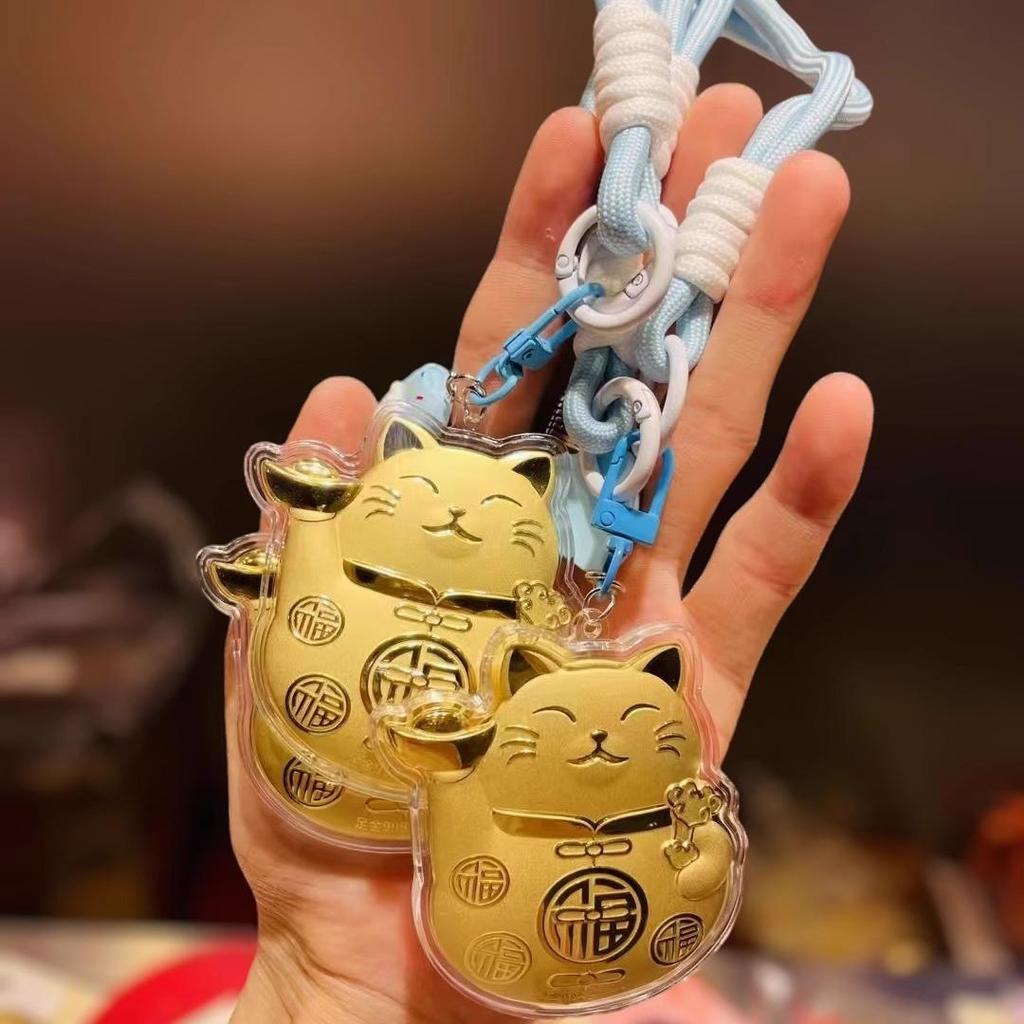 Solid Gold Hello Kitty Cat Pendant Keychain Charm for Mobile Phone or Bag