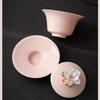 Creative Hand-kneading Flowers Ceramic Gaiwan Handmade Suede Jade Porcelain Tea Tureen Teacup Household Tea Bowl Chinese Teaware