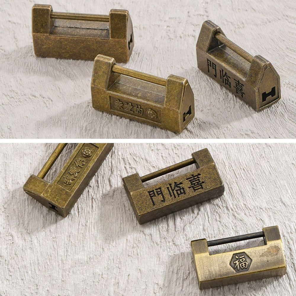 Zinc Alloy Padlock Mini Bronze Lock Decorative Vintage Lock  Wooden Box
