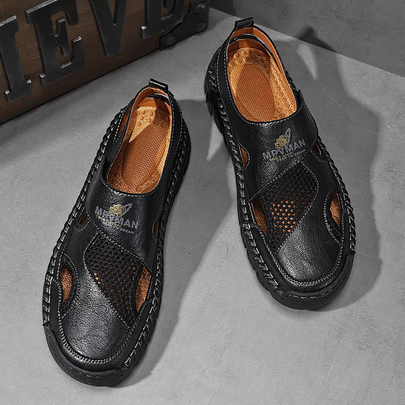 

Модные дизайнерские мужские сандалии, сетчатая дышащая повседневная обувь, легкие нескользящие пляжные сандалии, шлепанцы, мужские сандалии на платформе Cave 48 чёрный