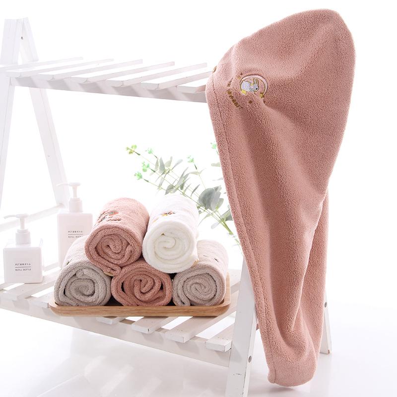 Tuqiang Hair Drying Towel - Absorbent & Cute Embroidery Bath Cap