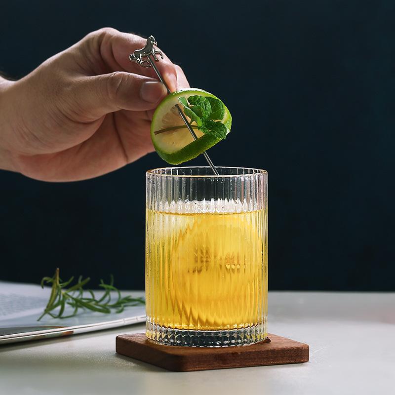 4pcs Sets 250ml/360ml Ins Style Striped Glass Cup Iced American Coffee Cup Cocktail Glass Drinking Glasses Juice Cold Drink Mugs