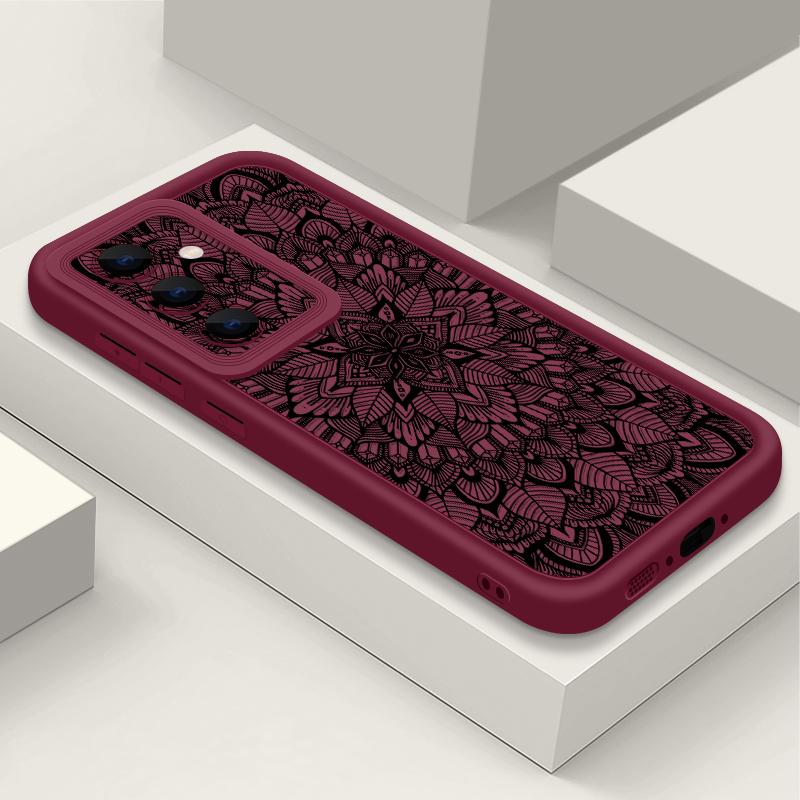Retro Flower Totem Pattern Case For Samsung Galaxy S26 S25 S24 S23 Ultra S22 S26 Plus S25 Edge S24 S21 FE Soft TPU Phone Cover