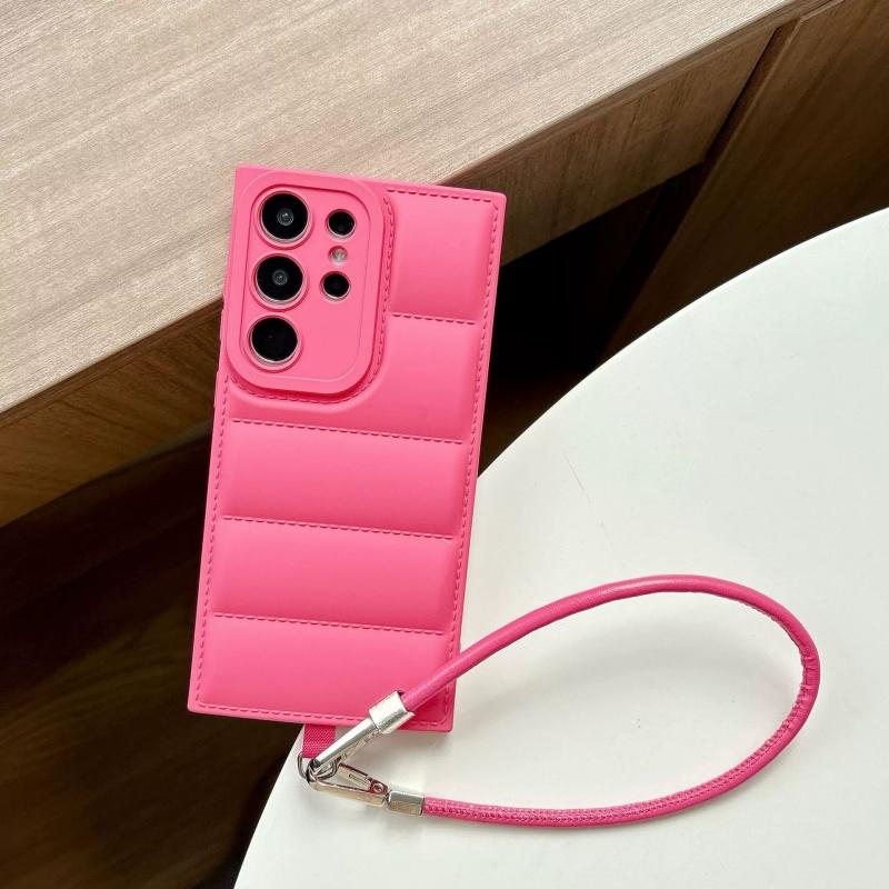 Candy Color Soft Silicone Phone Case For Samsung S25 Ultra S24 FE S23 Plus Liquid Silica Gel Leather Wriststrap Cover For Galaxy S23 Ultra S22 S21 S20