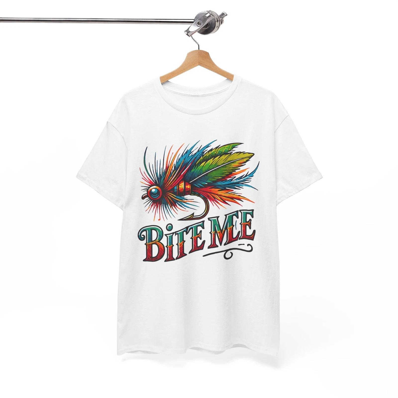 Humor T-Shirt - Fun & Quirky Tee for Comedians Bite Me- Funny Fishing shirt S