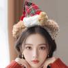Plush Christmas Headband Festival Bear Hairhoop with Santa Hat Family Gathering Headhoop Holiday Party Props Hairband