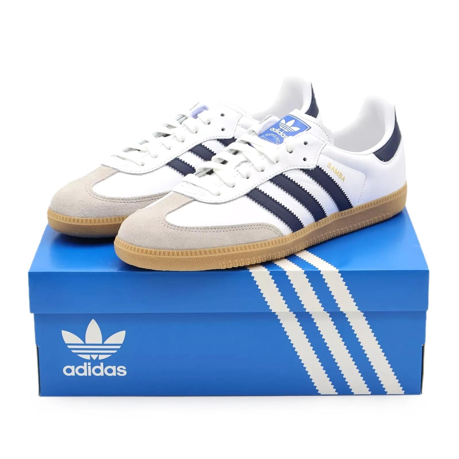 IF3814 adidas Originals Samba OG Белый Серый Темно-синий Индиго Каучук (Мужской) 9.5