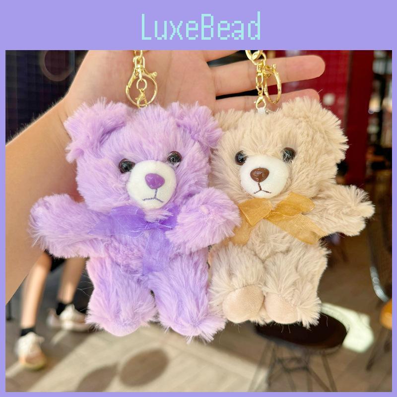 Teddy Bear Cartoon Plush Toy Bow Decoration Animal Doll Keychain Kid Pendant