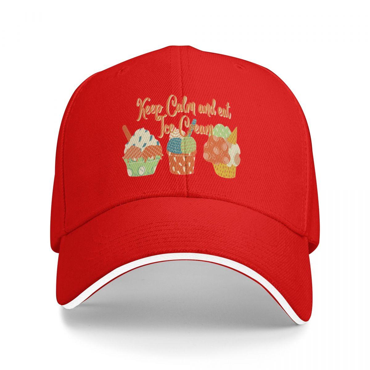 Keep calm and eat ice cream Baseball Cap sailor cap for Unisex Unisex hat Beach Outing Military Cap Unisex Designer Unisex Womens