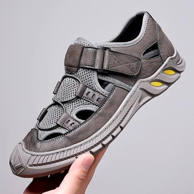 Fashion Air Mesh Men Sandals Summer Leather Mens Casual Shoes Outdoor Leather Sandals for Men Beach Shoes Roman Shoes Rubber Water Shoes