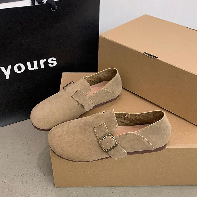 

2024 Новые китайские туфли Birkenstocks с ультрамягкой подошвой, две педали, повседневные универсальные туфли с неглубокой подошвой Doudou Single для женщин 35 хаки