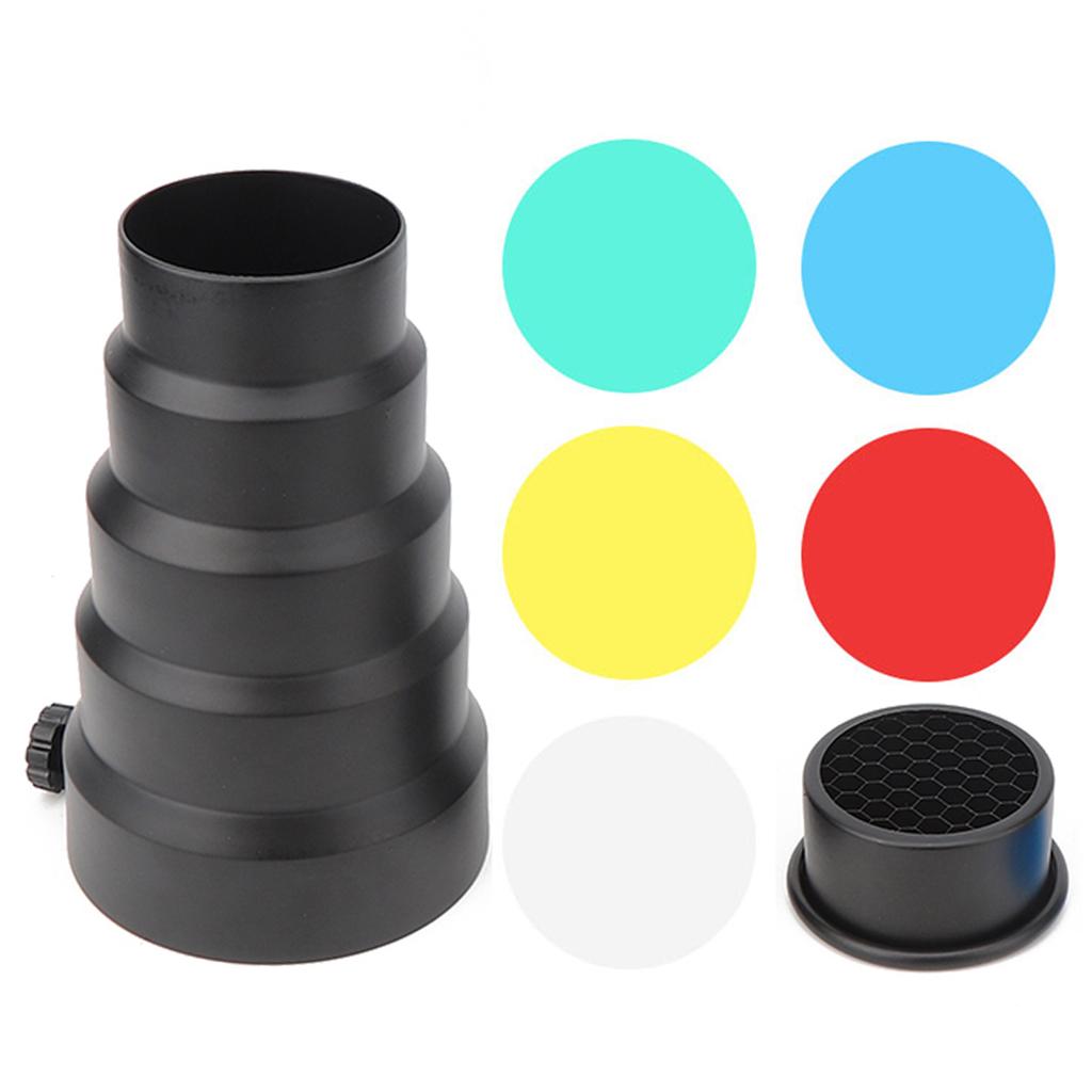 Flashlight Lamplet Conical Snoot Kit With Cellular Net 5 Pcs Color Filters For Photography Lights